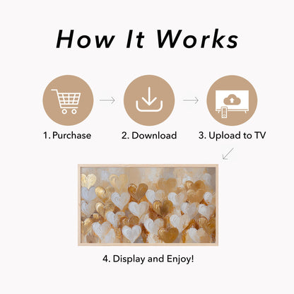 Layered Gold Hearts Frame TV Art displayed on a TV