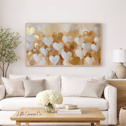 Layered Gold Hearts Frame TV Art displayed on a TV