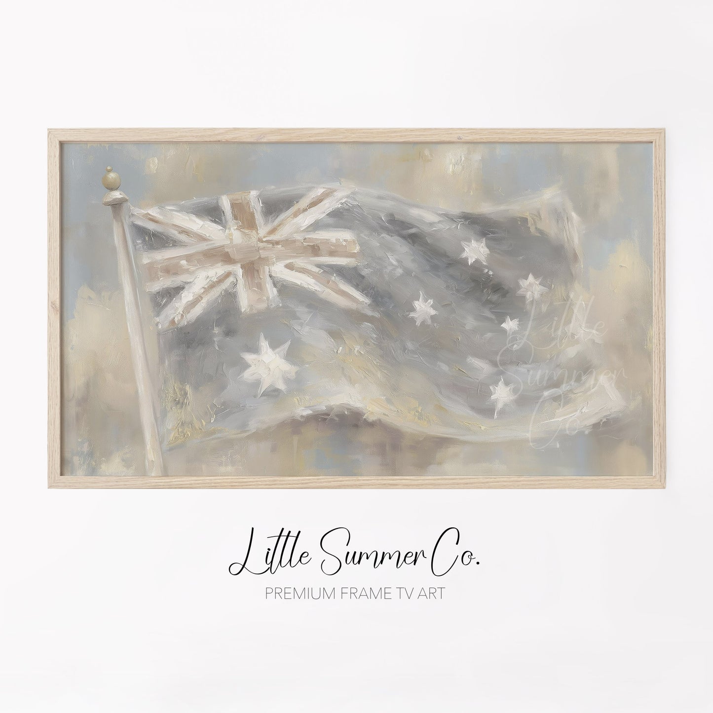 Australian Flag on Pole Frame TV Art displayed on a TV