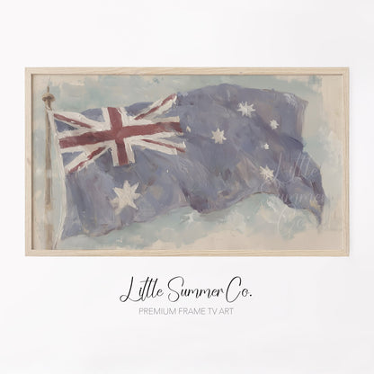 Waving Australian Flag Frame TV Art displayed on a TV