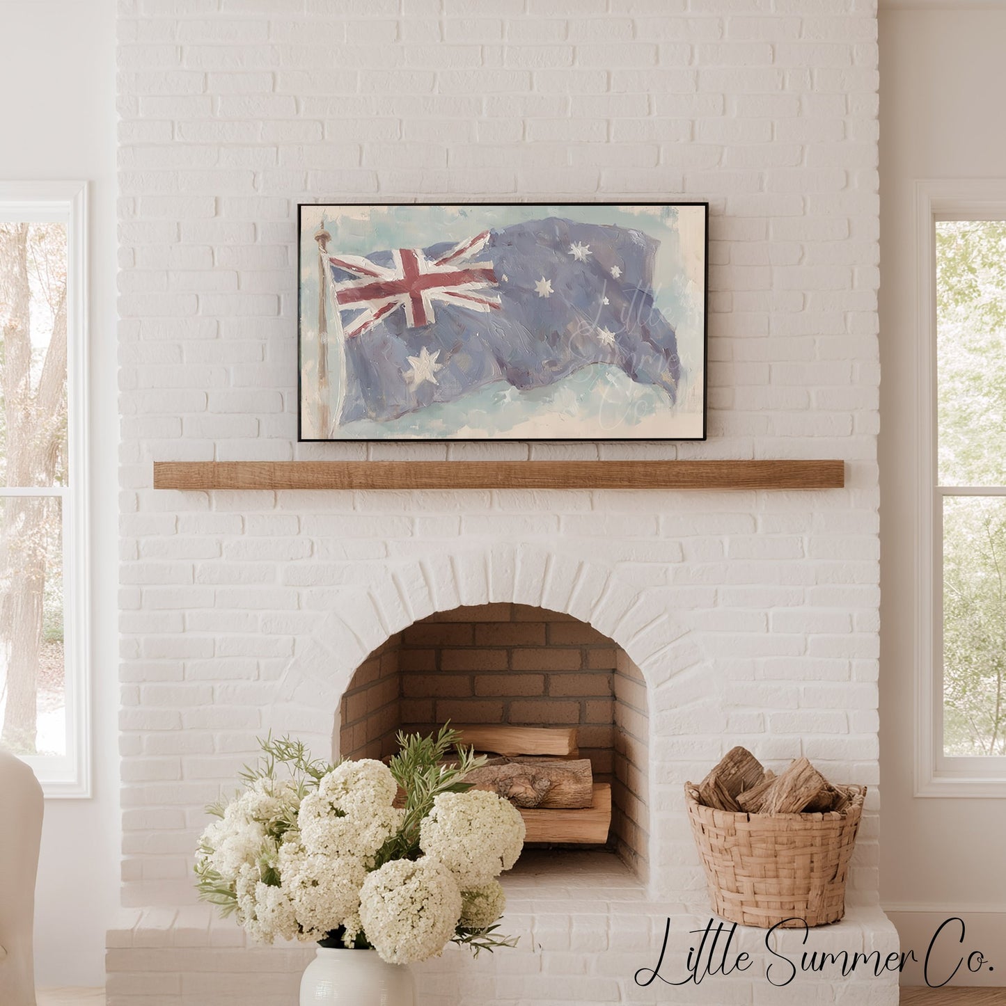 Waving Australian Flag Frame TV Art displayed on a TV