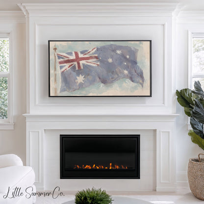 Waving Australian Flag Frame TV Art displayed on a TV