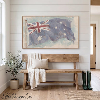 Waving Australian Flag Frame TV Art displayed on a TV