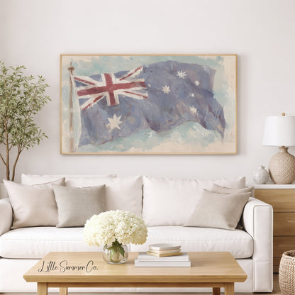 Waving Australian Flag Frame TV Art displayed on a TV