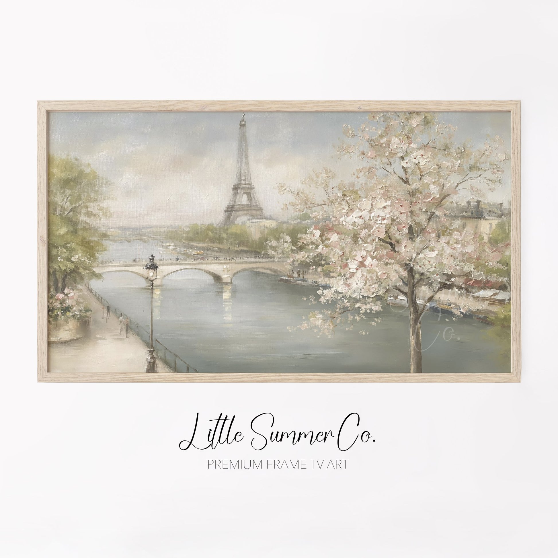 Paris Cherry Blossoms Frame TV Art displayed on a TV