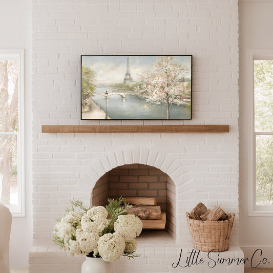 Paris Cherry Blossoms Frame TV Art displayed on a TV