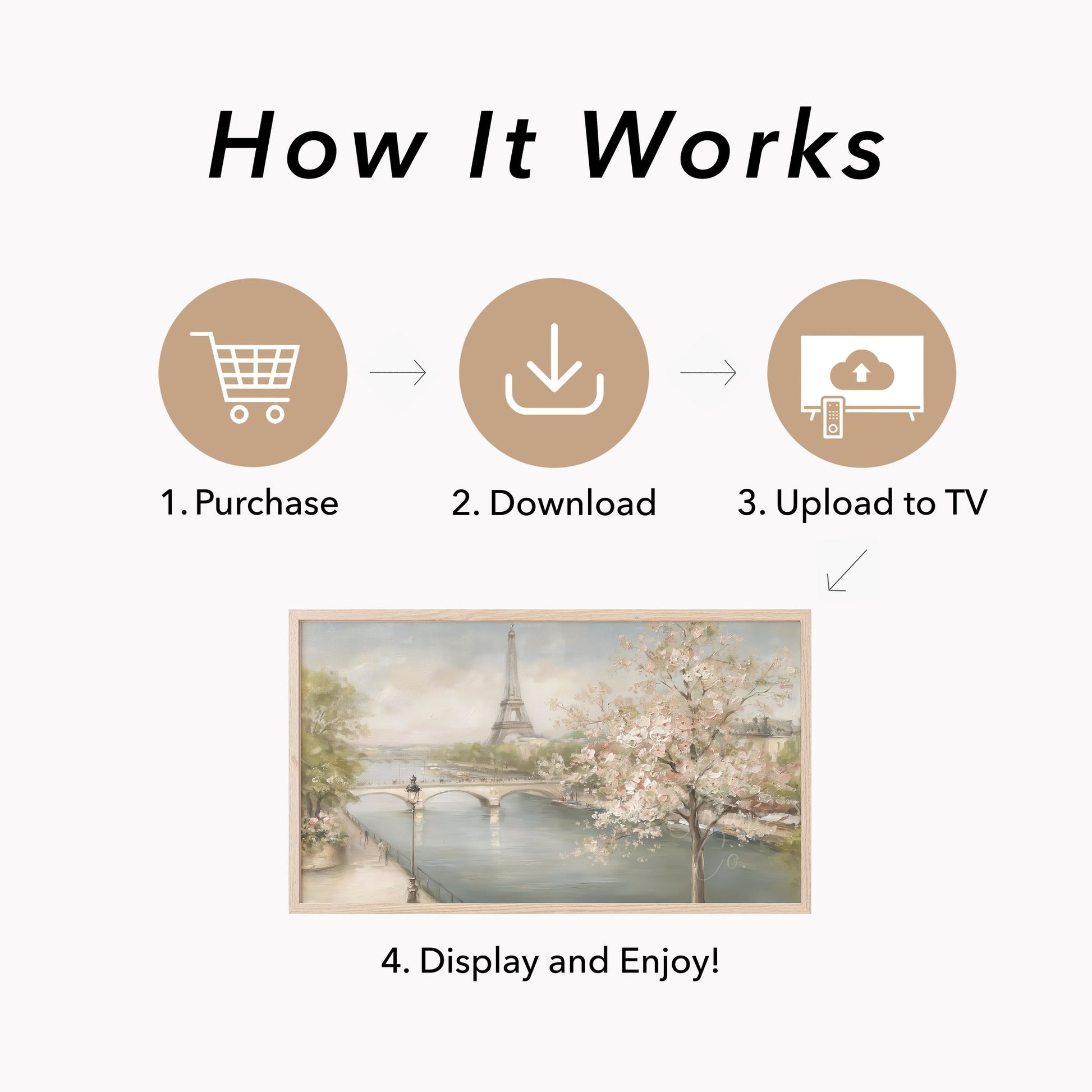 Paris Cherry Blossoms Frame TV Art displayed on a TV
