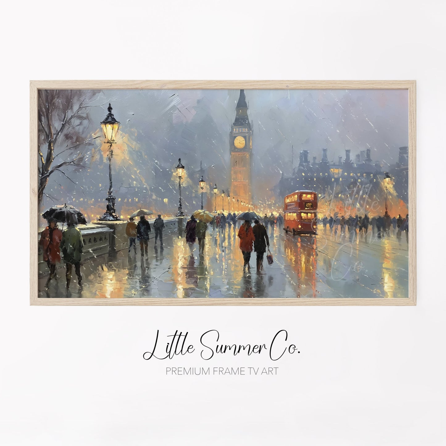 Big Ben Umbrella Walk Frame TV Art displayed on a TV