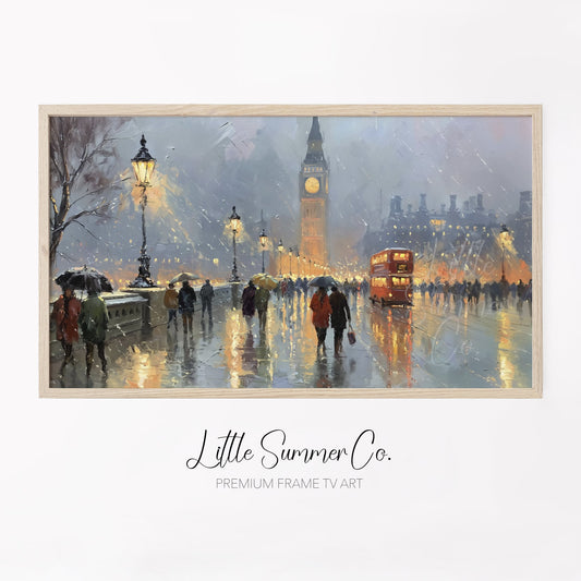 Big Ben Umbrella Walk Frame TV Art displayed on a TV