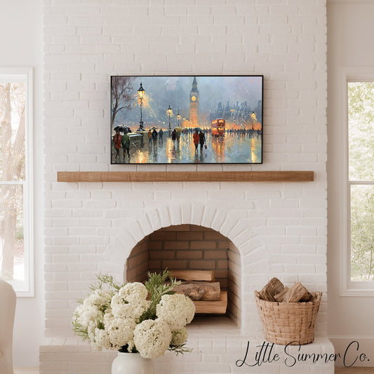 Big Ben Umbrella Walk Frame TV Art displayed on a TV