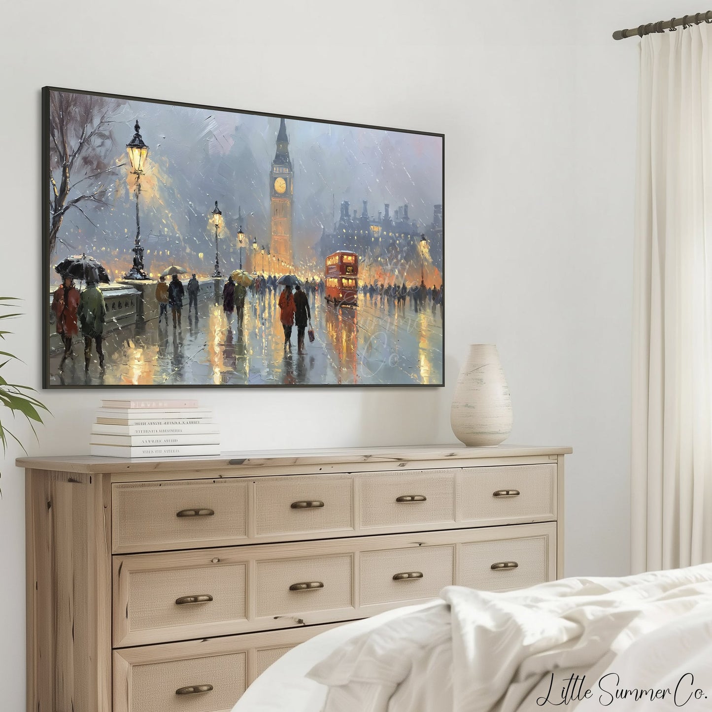 Big Ben Umbrella Walk Frame TV Art displayed on a TV