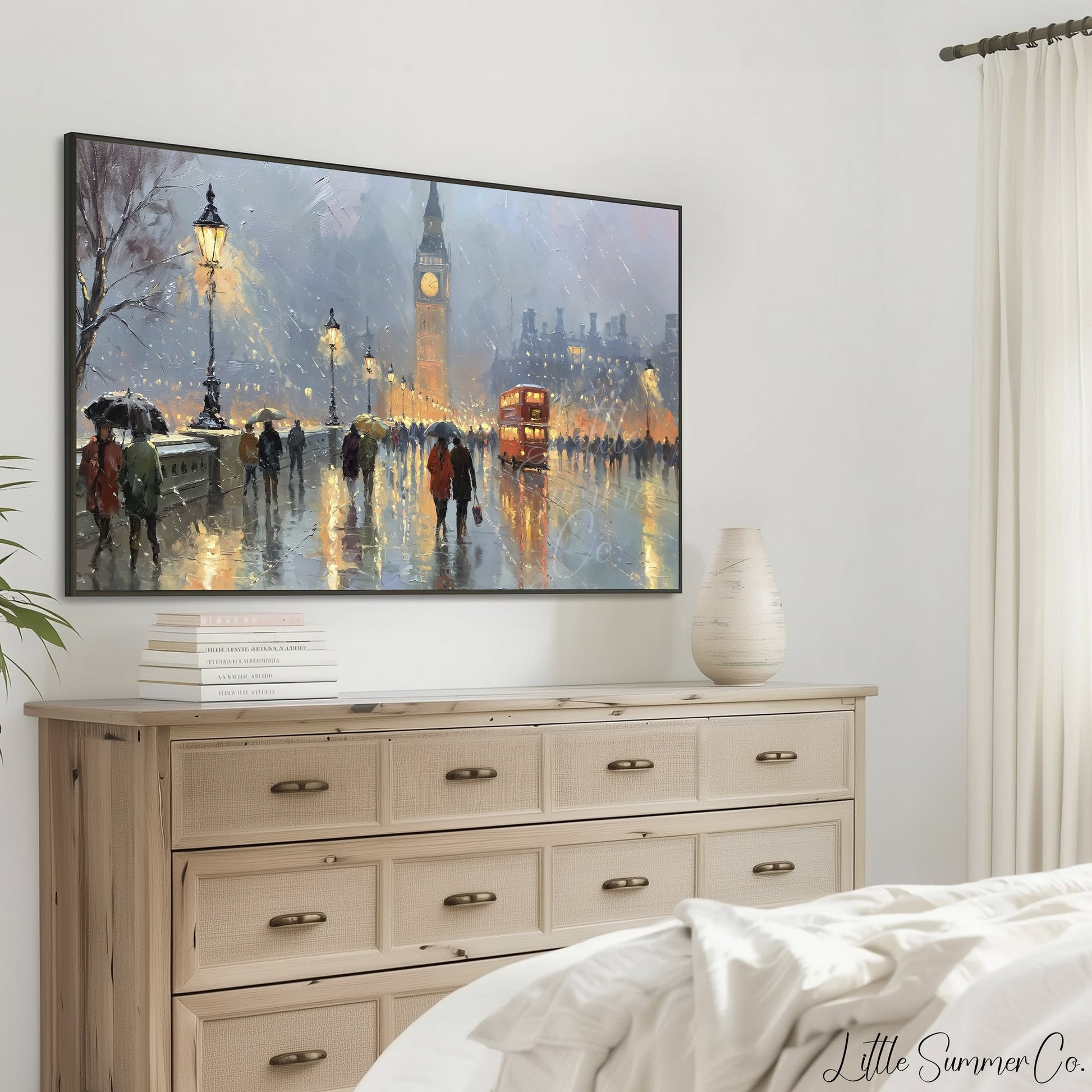 Big Ben Umbrella Walk Frame TV Art displayed on a TV
