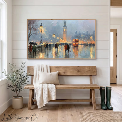 Big Ben Umbrella Walk Frame TV Art displayed on a TV