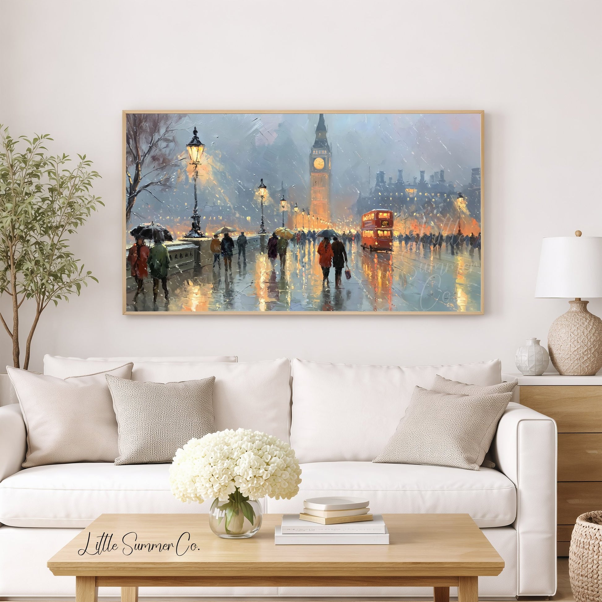 Big Ben Umbrella Walk Frame TV Art displayed on a TV