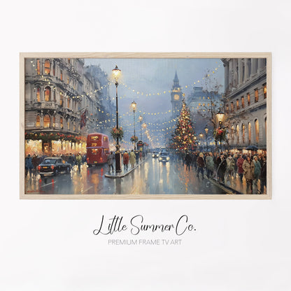 London Christmas Tree Frame TV Art displayed on a TV