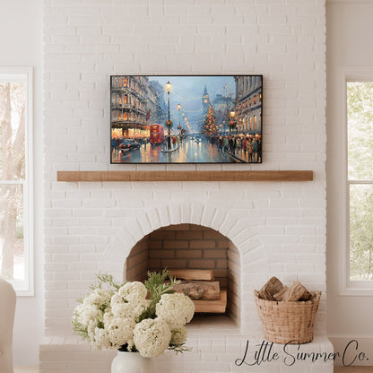 London Christmas Tree Frame TV Art displayed on a TV