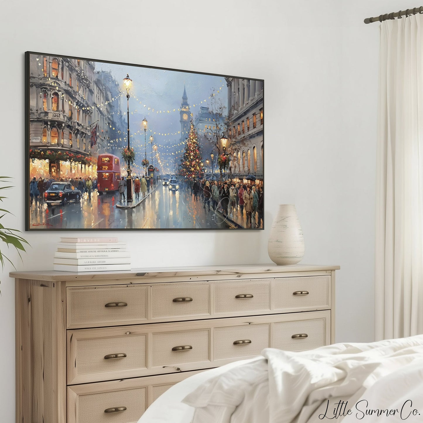 London Christmas Tree Frame TV Art displayed on a TV