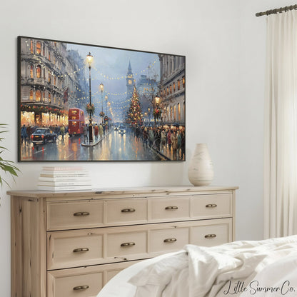 London Christmas Tree Frame TV Art displayed on a TV