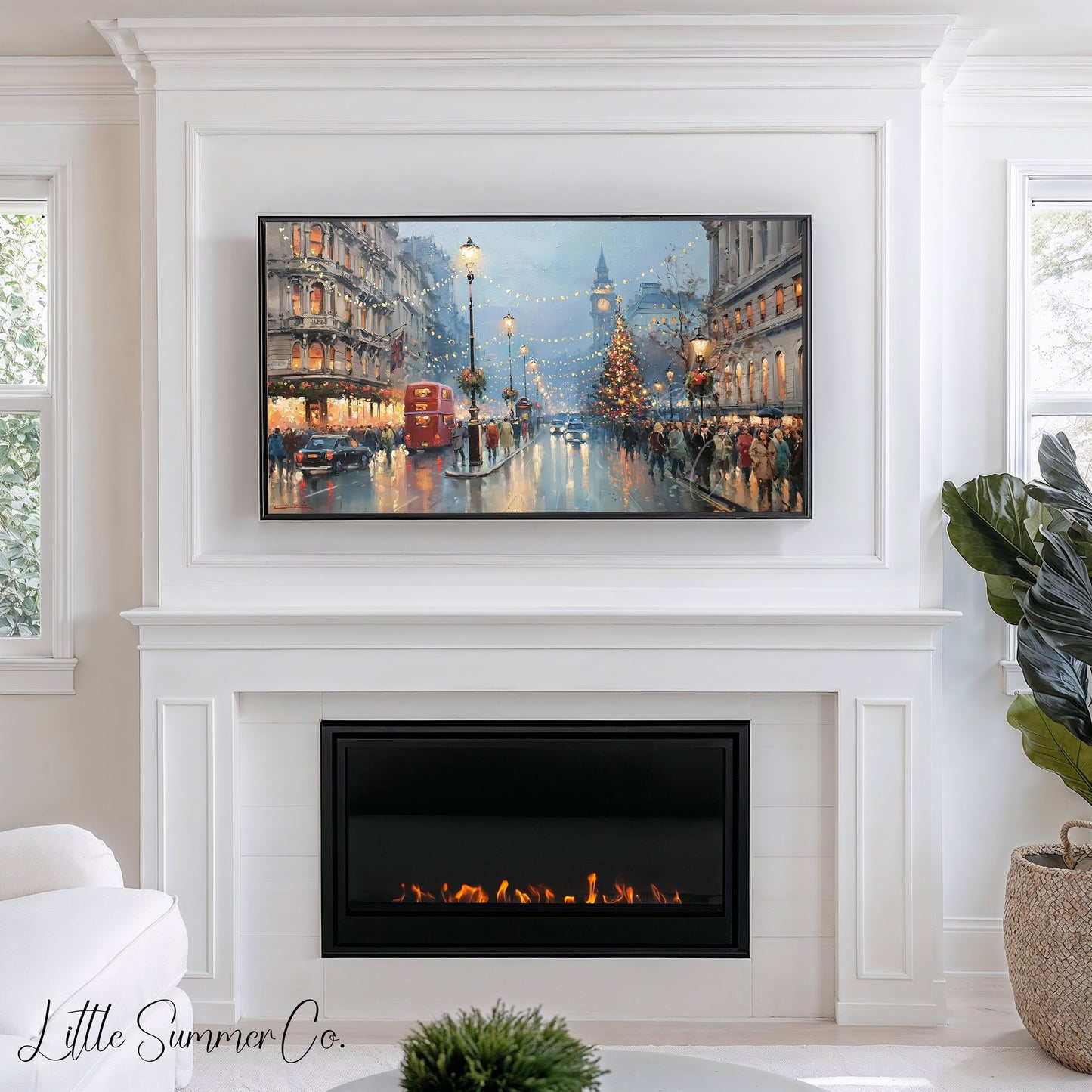 London Christmas Tree Frame TV Art displayed on a TV