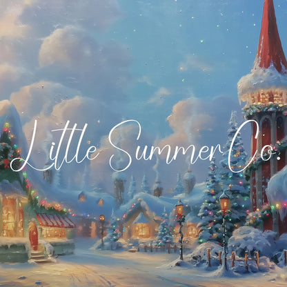 Snowy Christmas Village Frame TV Art displayed on a TV