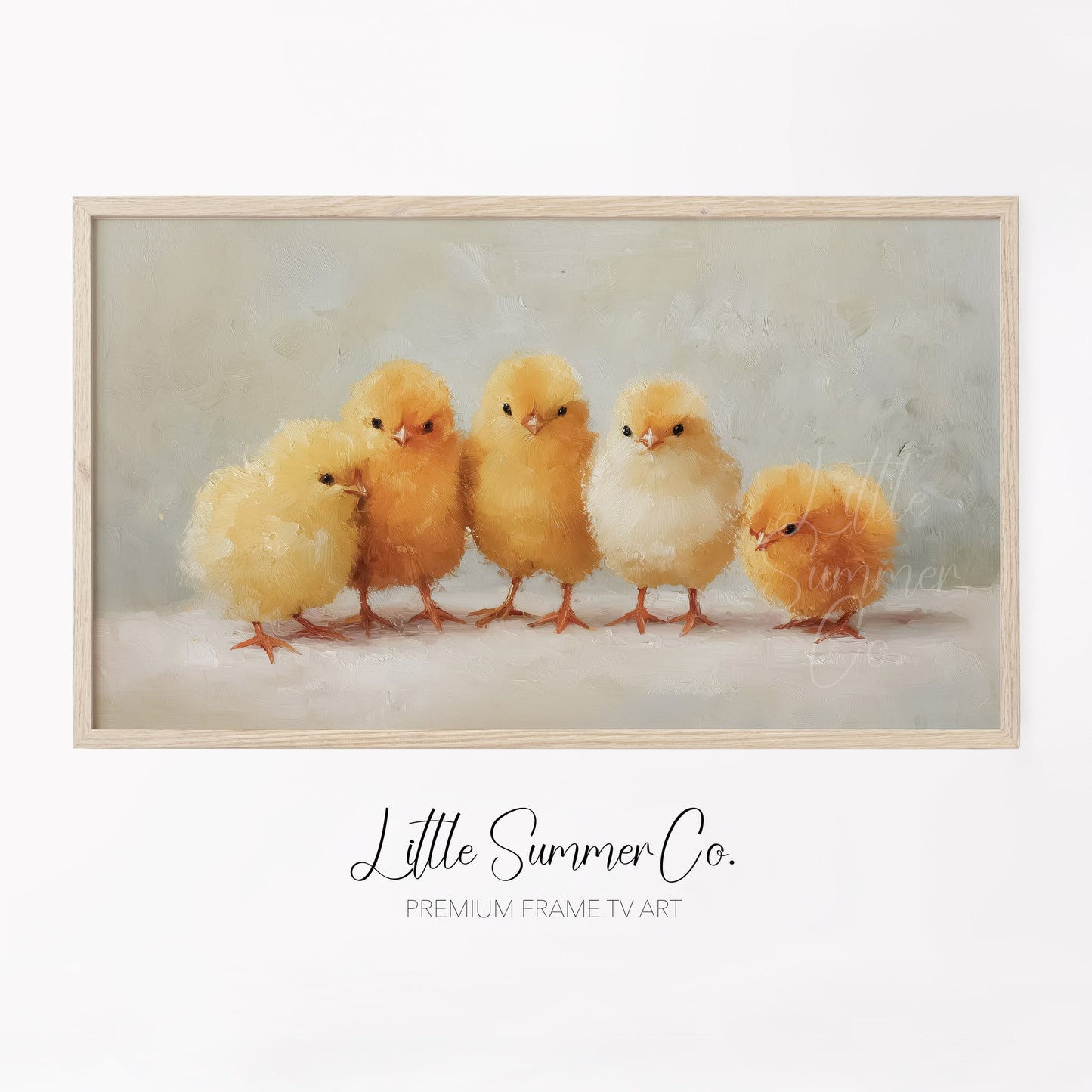 Five Baby Chicks Frame TV Art displayed on a TV