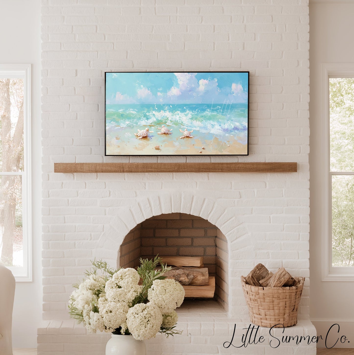 Sea Turtles Frame TV Art displayed on a TV