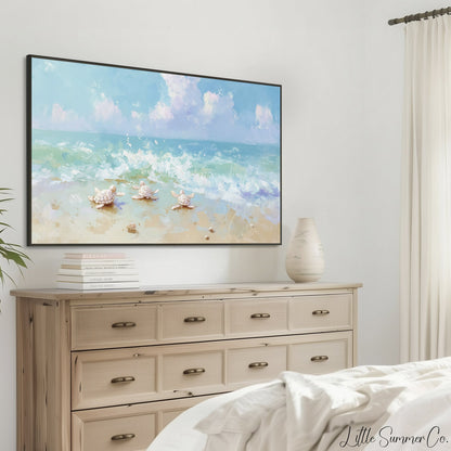 Sea Turtles Frame TV Art displayed on a TV