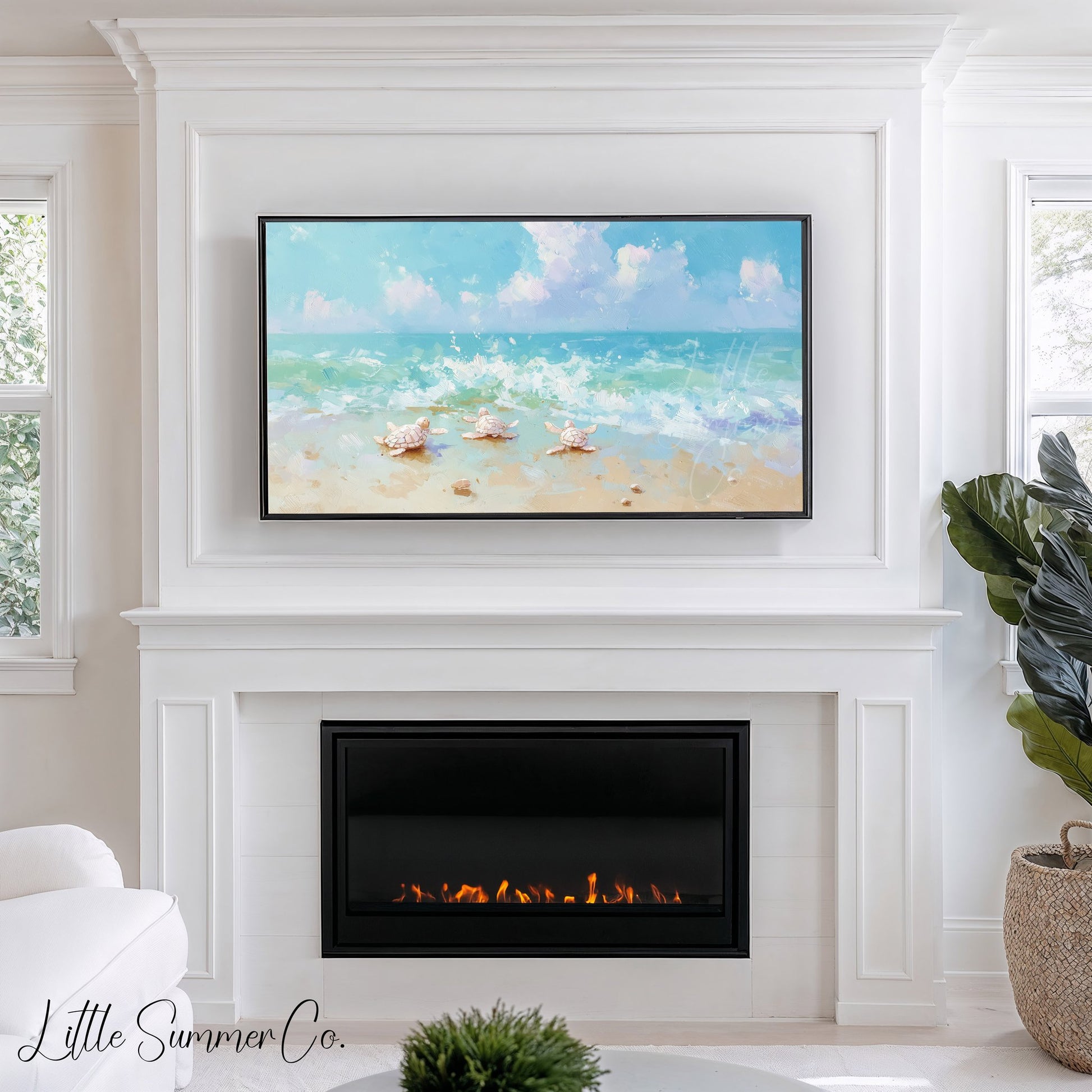 Sea Turtles Frame TV Art displayed on a TV