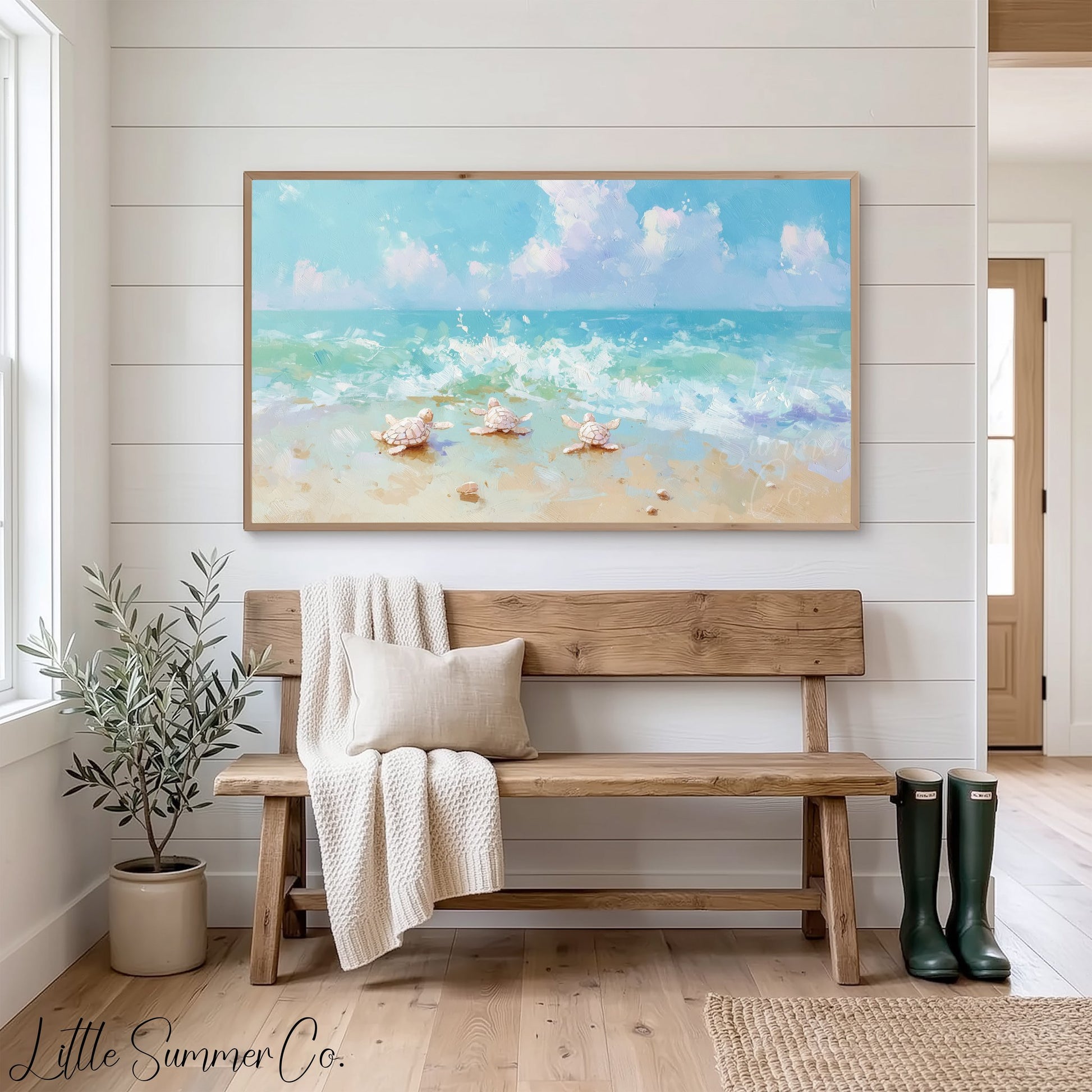 Sea Turtles Frame TV Art displayed on a TV