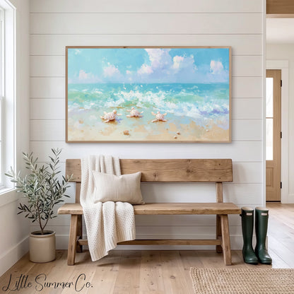 Sea Turtles Frame TV Art displayed on a TV