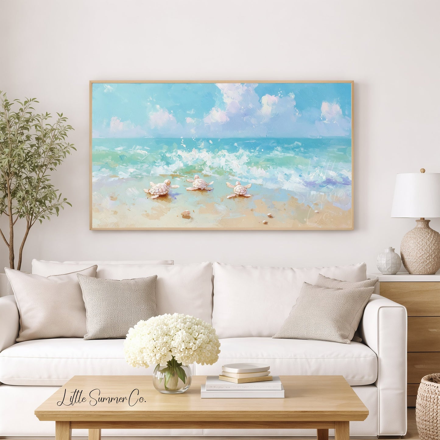 Sea Turtles Frame TV Art displayed on a TV
