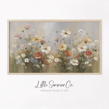 Soft Garden Flowers Frame TV Art displayed on a TV