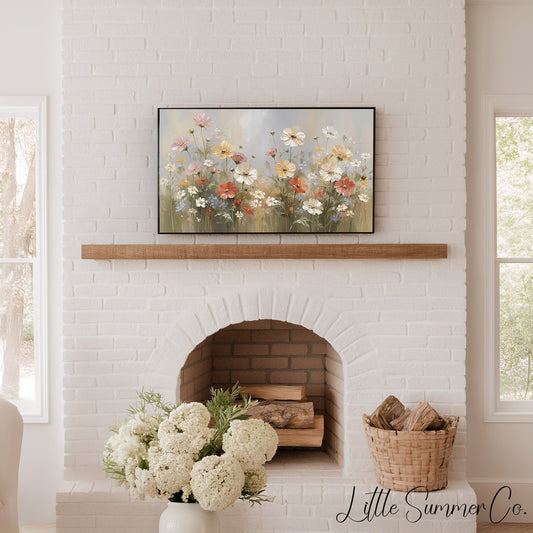 Soft Garden Flowers Frame TV Art displayed on a TV