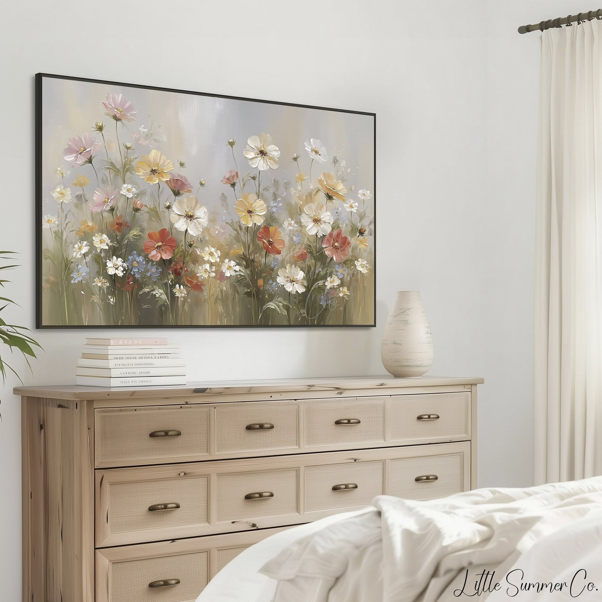 Soft Garden Flowers Frame TV Art displayed on a TV