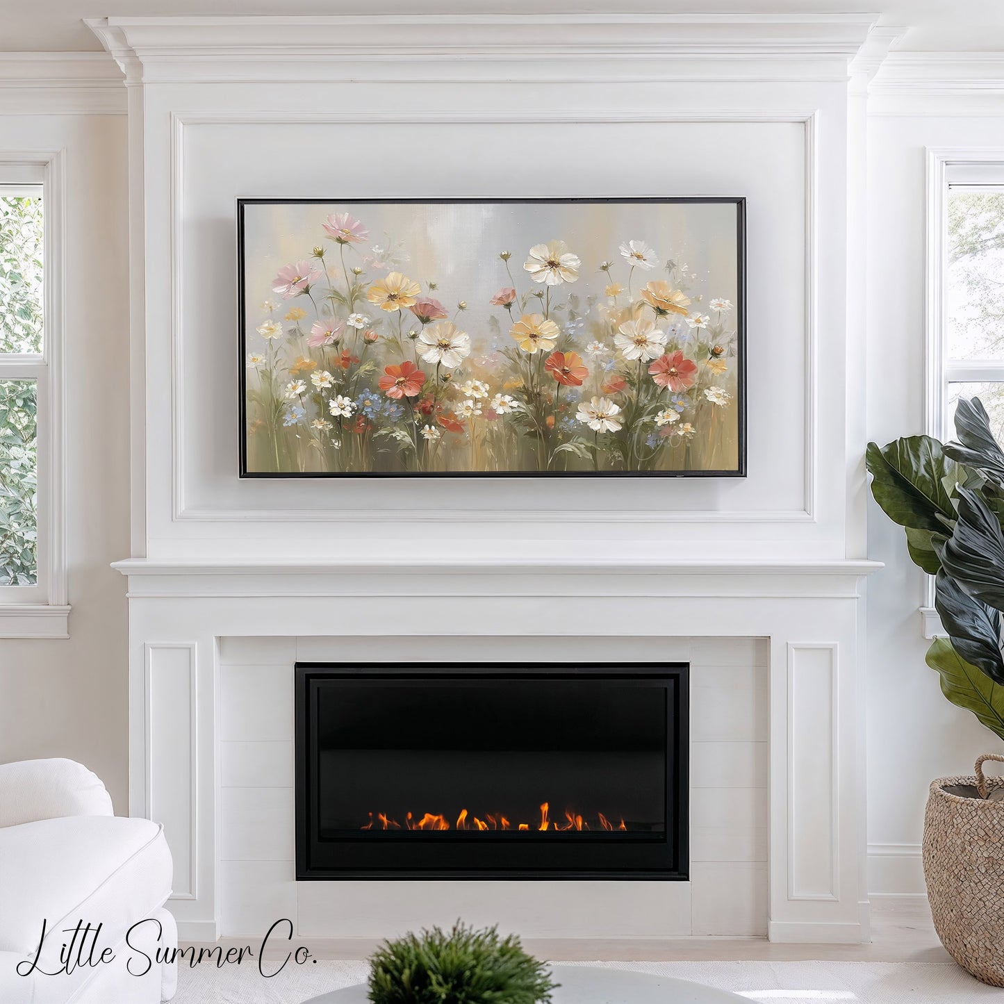 Soft Garden Flowers Frame TV Art displayed on a TV