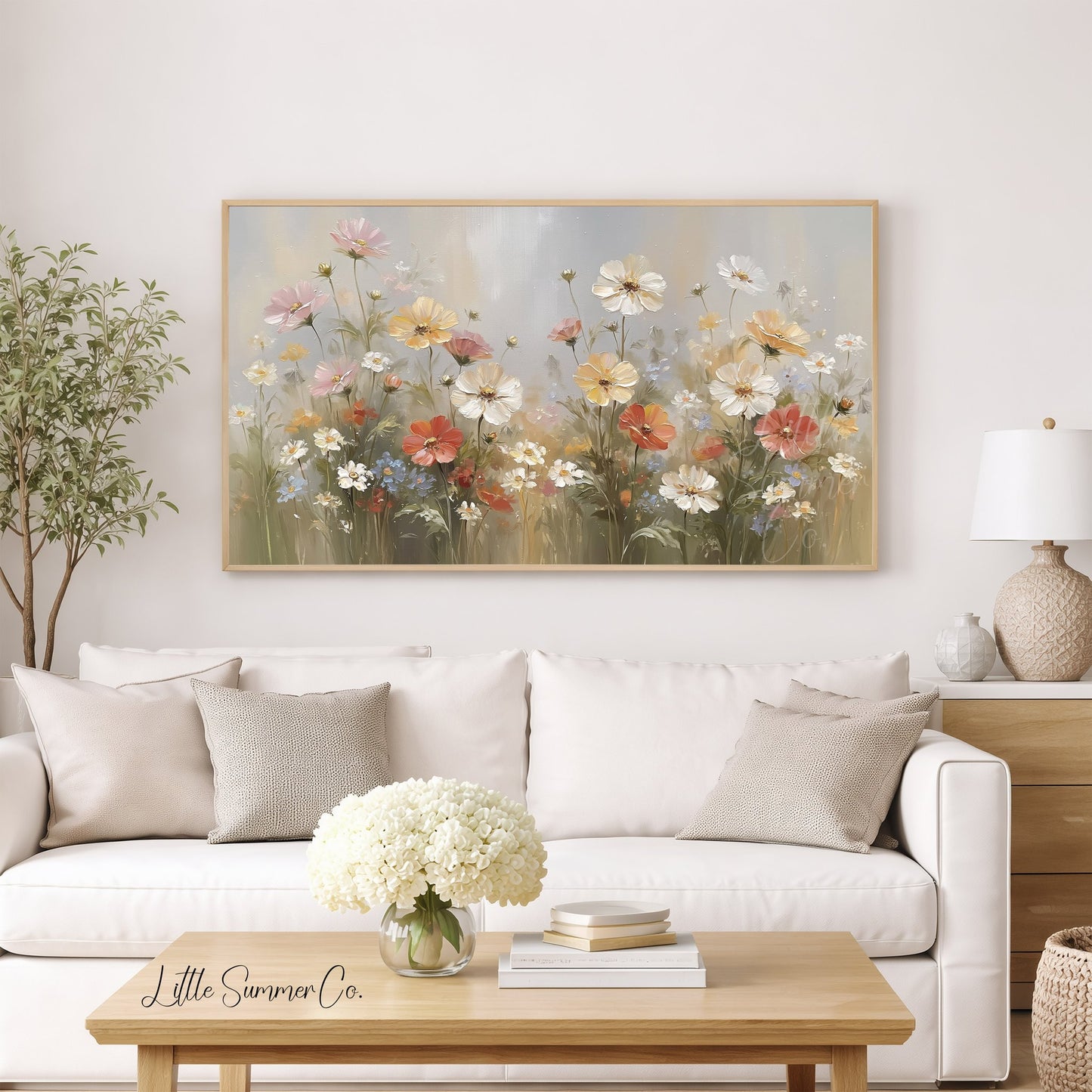 Soft Garden Flowers Frame TV Art displayed on a TV
