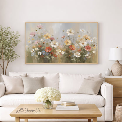 Soft Garden Flowers Frame TV Art displayed on a TV