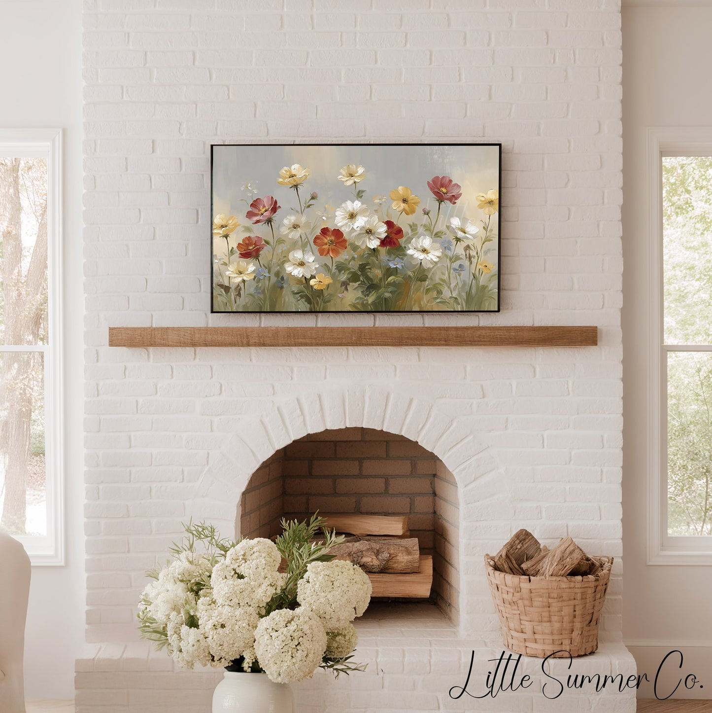 Wildflower Garden Frame TV Art displayed on a TV