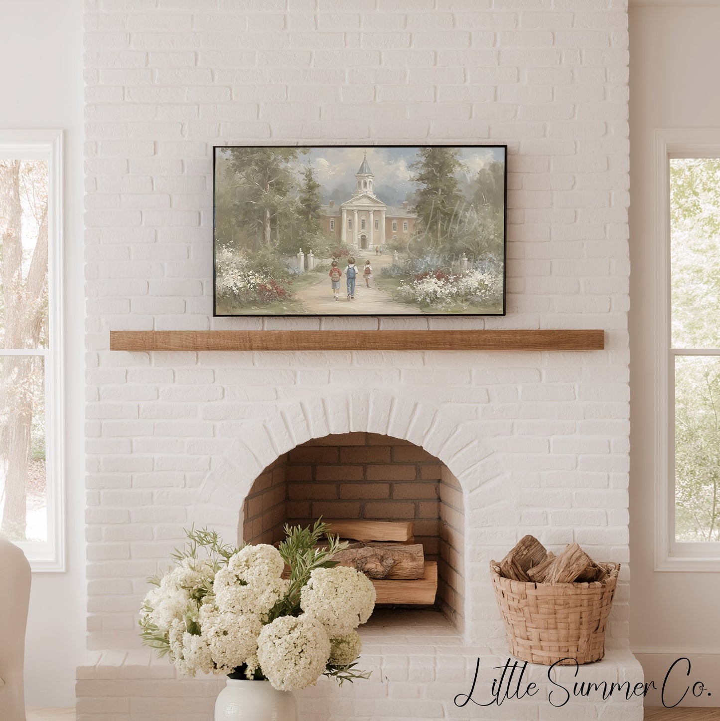 Children Walking to School Frame TV Art displayed on a TV