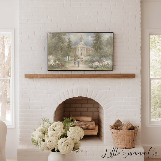 Children Walking to School Frame TV Art displayed on a TV