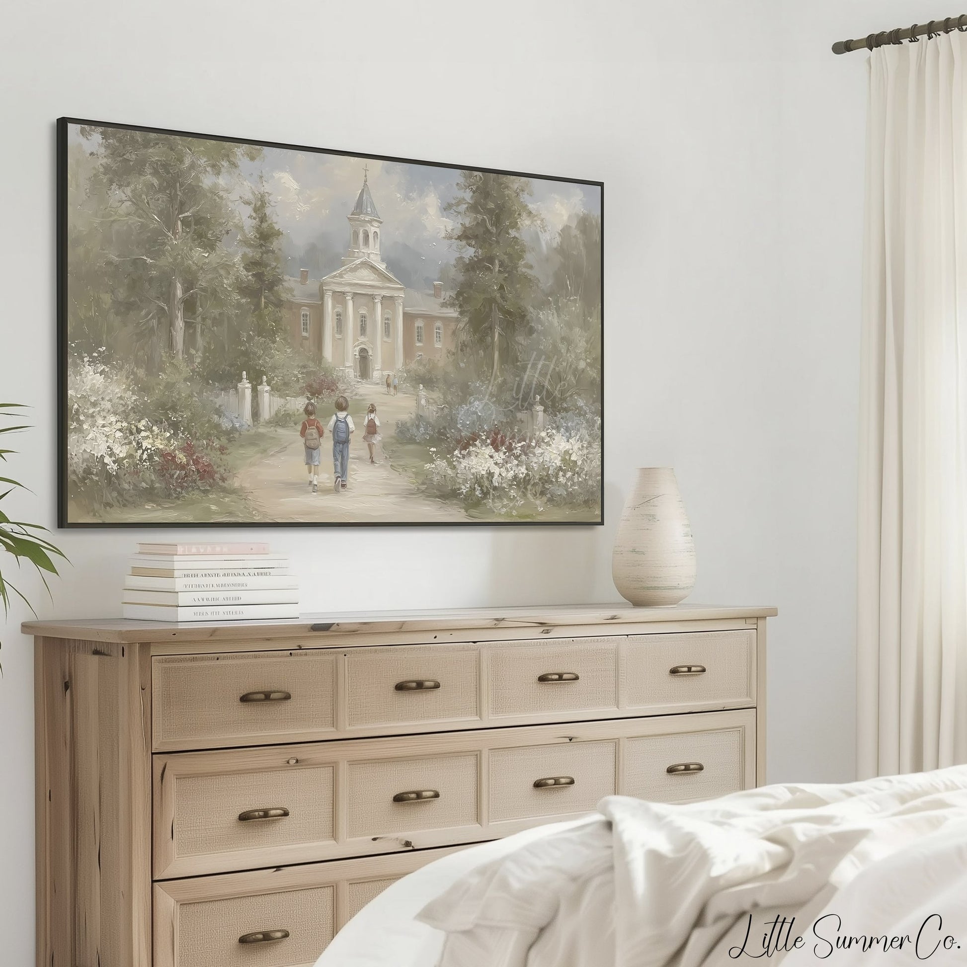 Children Walking to School Frame TV Art displayed on a TV