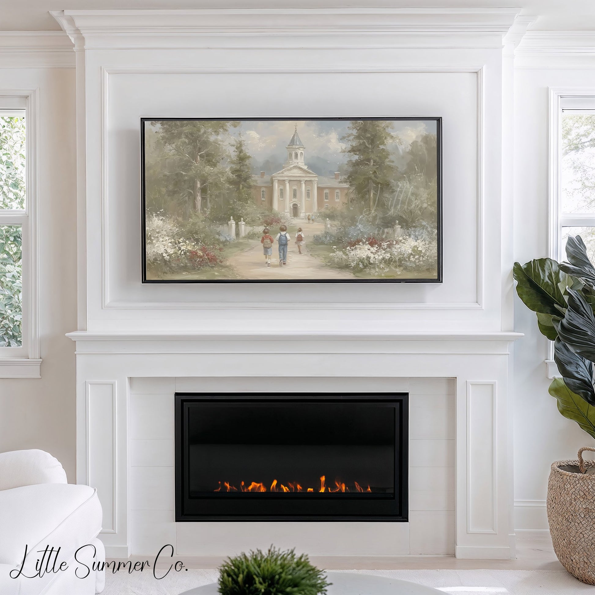 Children Walking to School Frame TV Art displayed on a TV