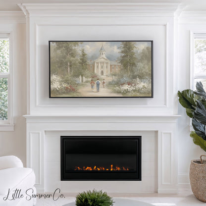 Children Walking to School Frame TV Art displayed on a TV