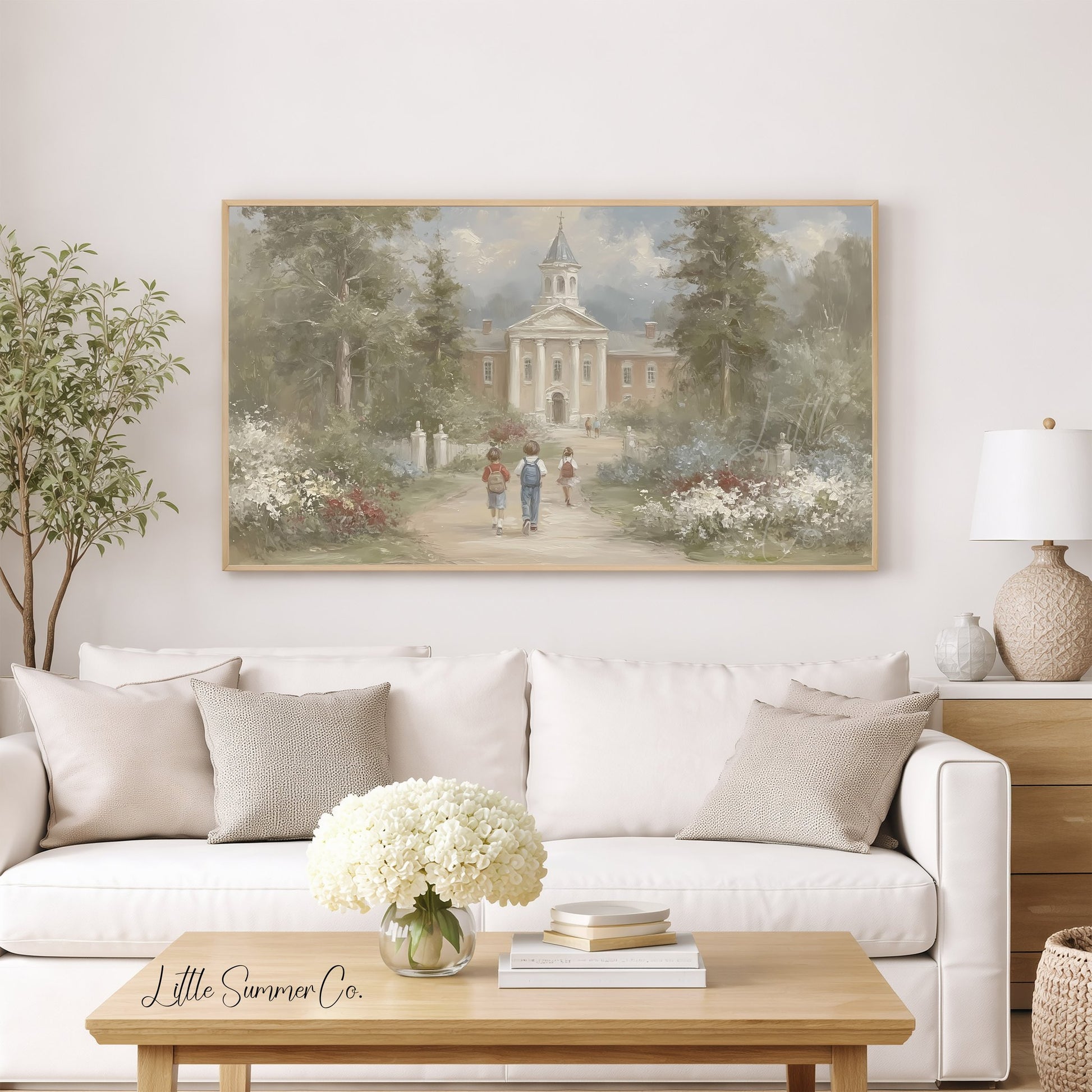 Children Walking to School Frame TV Art displayed on a TV