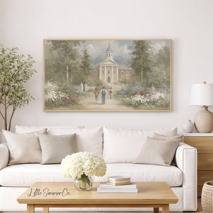 Children Walking to School Frame TV Art displayed on a TV