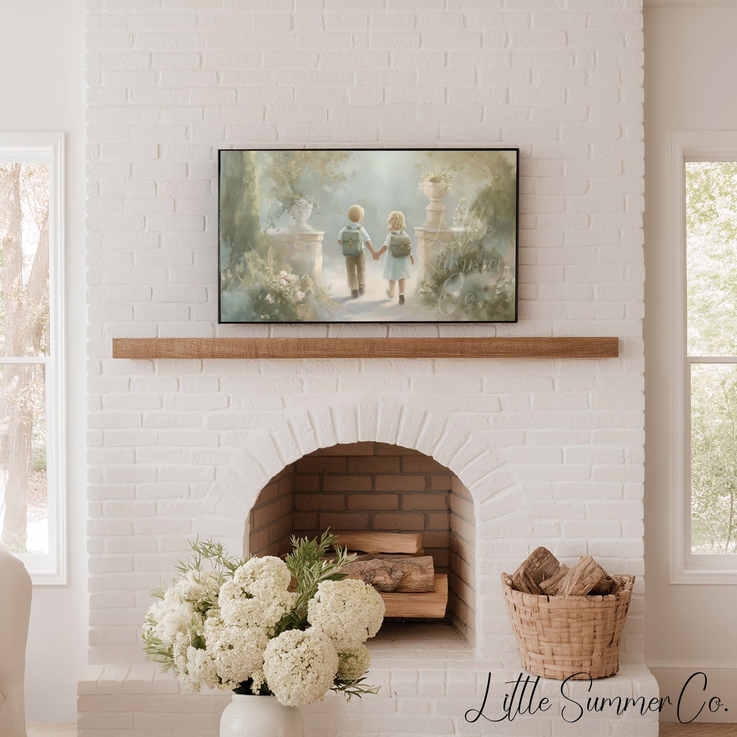Children Holding Hands Frame TV Art displayed on a TV