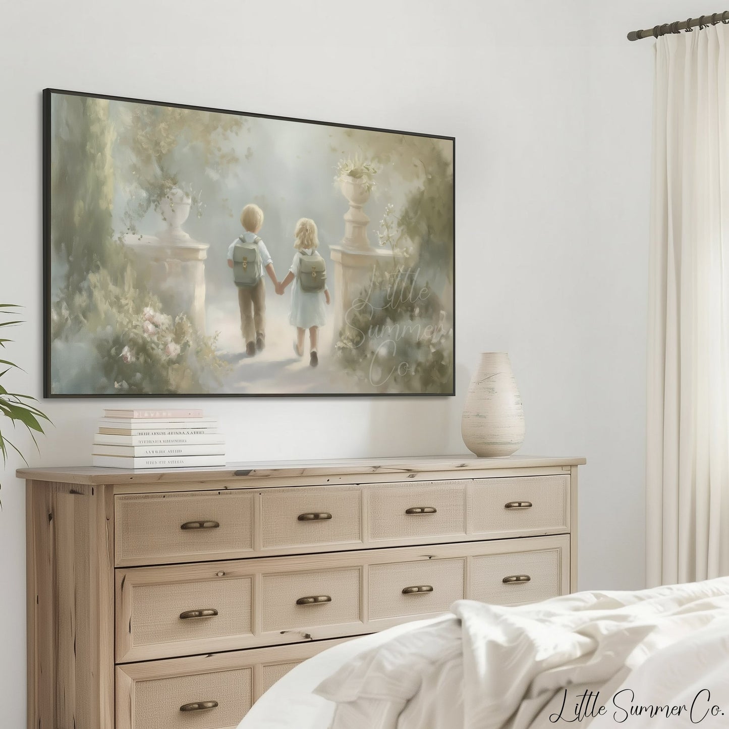 Children Holding Hands Frame TV Art displayed on a TV