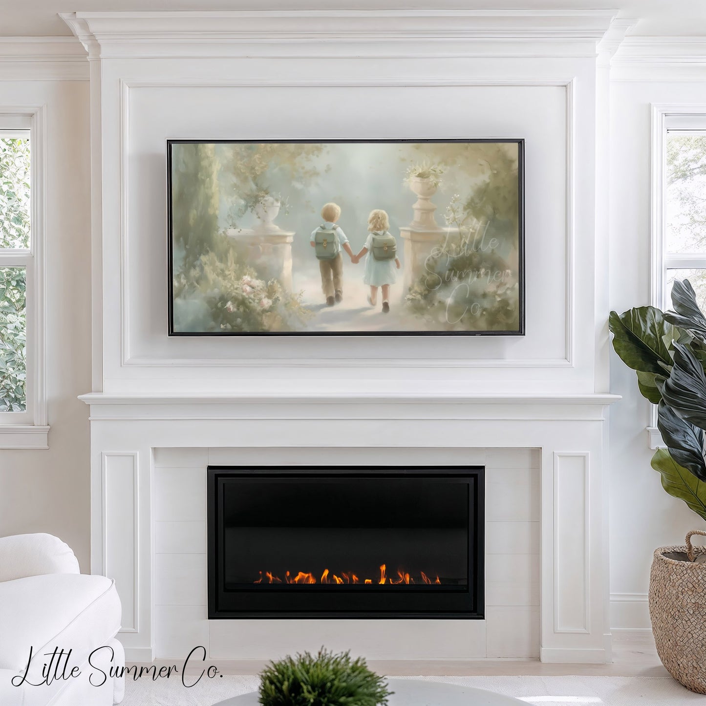 Children Holding Hands Frame TV Art displayed on a TV