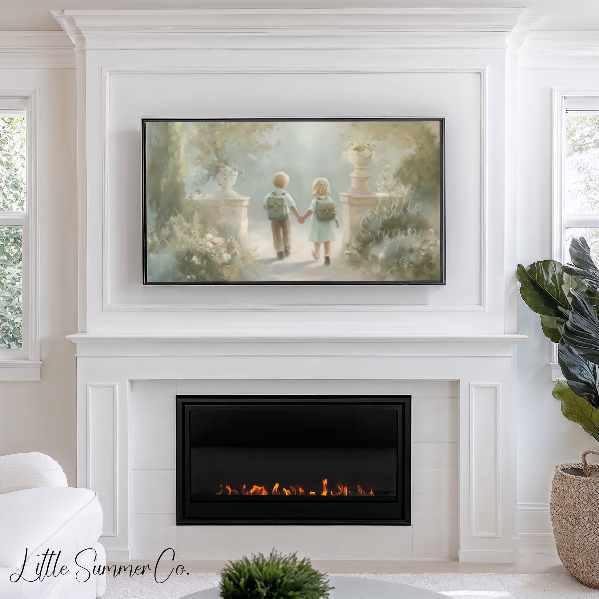 Children Holding Hands Frame TV Art displayed on a TV