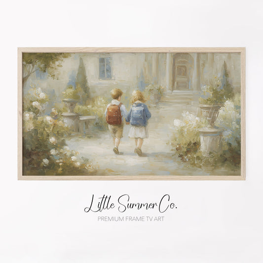 Children on Garden Path Frame TV Art displayed on a TV